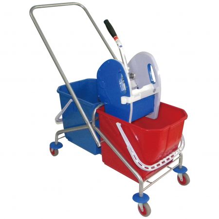 Double Bucket Mop Wringer Trolley